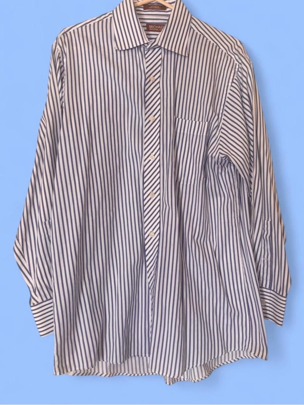 Michael Kors Men’s Blue & White Striped Dress Shirt
